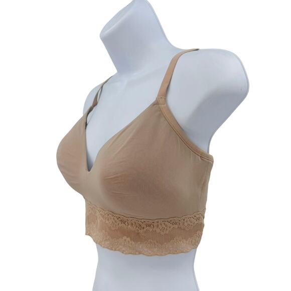 Natori Tan Lacy Bra Nordstrom Bliss Perfection Contour Soft Cup 32DDD Wireless - Picture 3 of 6